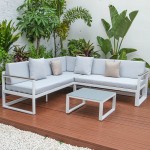 White Sectional Adjustable Headrest & Coffee Table Two Tone Grey CSLW-80LGR-BU