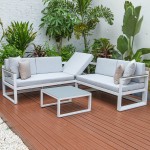 White Sectional Adjustable Headrest & Coffee Table Two Tone Grey CSLW-80LGR-BU
