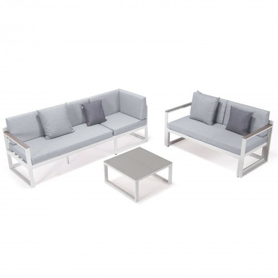 White Sectional Adjustable Headrest & Coffee Table Two Tone Grey CSLW-80LGR-BU