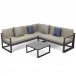 Black Sectional Adjustable Headrest & Coffee Table Two Tone Beige CSLBL-80BG-BU