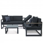 Black Sectional Adjustable Headrest & Coffee Table Two Tone Black CSLBL-80BL-BU