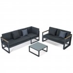 Black Sectional Adjustable Headrest & Coffee Table Two Tone Black CSLBL-80BL-BU