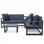 Black Sectional Adjustable Headrest & Coffee Table Two Tone Blue CSLBL-80BU-BL