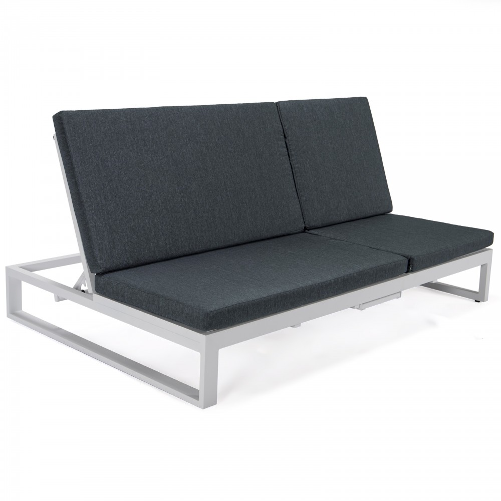 Chelsea Convertible Lounge Reclining Double Chaise, Cushions, Black, CLW-82BL