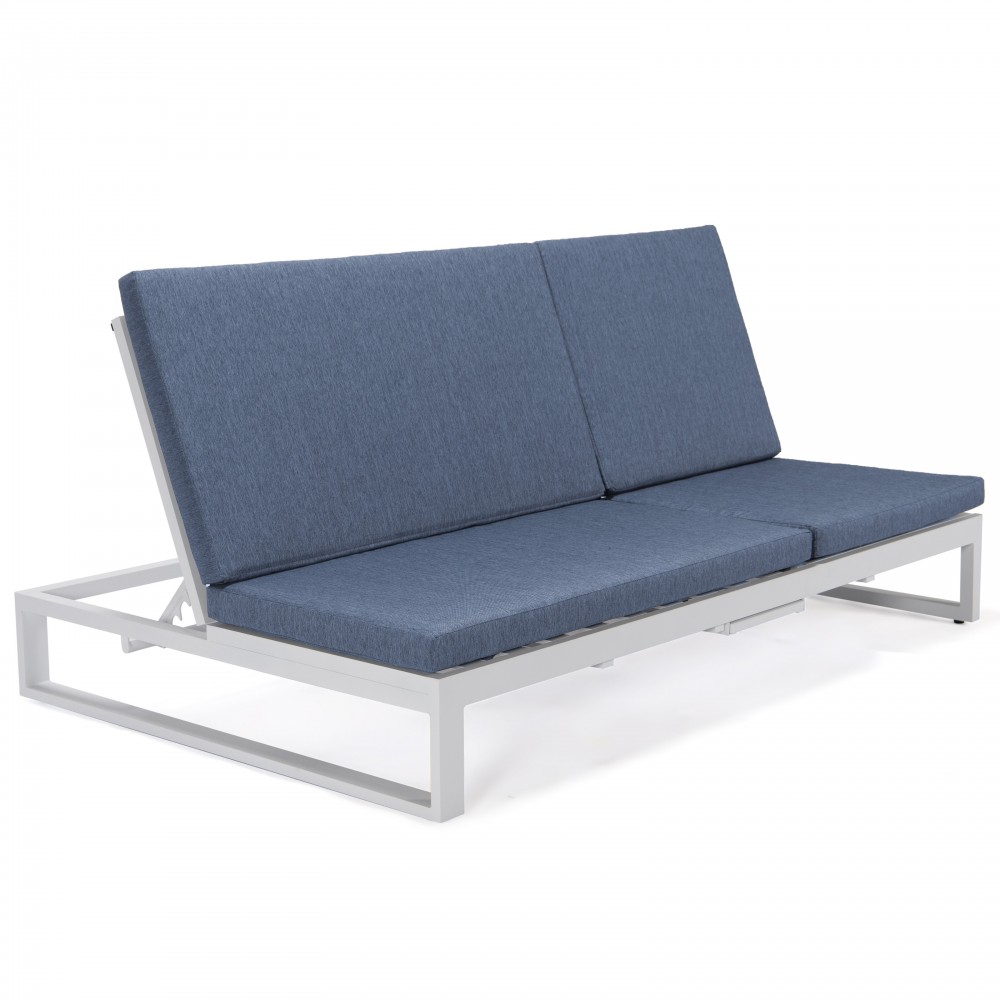 Chelsea Convertible Lounge Reclining Double Chaise, Cushions, Blue, CLW-82BU