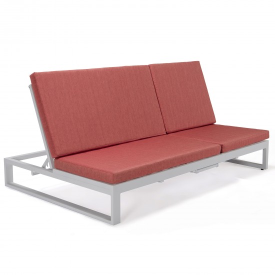 Chelsea Convertible Lounge Reclining Double Chaise With Cushions, Red, CLW-82R