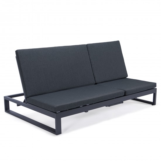 Chelsea Convertible Lounge Reclining Double Chaise, Cushions, Black, CLBL-82BL