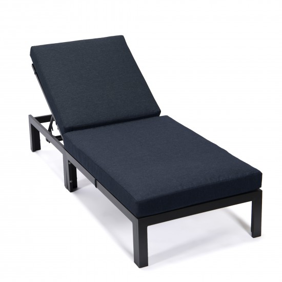 Chelsea Modern Outdoor Chaise Lounge Chair With Cushions, Black, CLBL-77BL