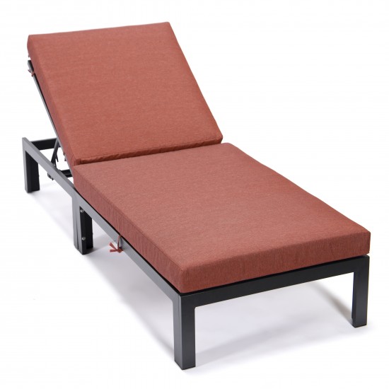 Chelsea Modern Outdoor Chaise Lounge Chair With Cushions, Orange, CLBL-77OR