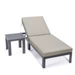 Chelsea Modern Outdoor Chaise Lounge Chair, Side Table & Beige, CLTBL-77BG