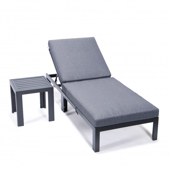 Chelsea Modern Outdoor Chaise Lounge Chair, Side Table & Blue, CLTBL-77BU