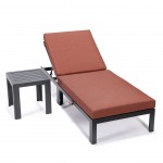 Chelsea Modern Outdoor Chaise Lounge Chair, Side Table & Orange, CLTBL-77OR