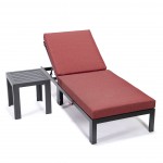 Chelsea Modern Outdoor Chaise Lounge Chair, Side Table & Red, CLTBL-77R