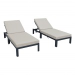 Chelsea Modern Outdoor Chaise Lounge Chair, Cushions Set of 2, Beige, CLBL-77BG2