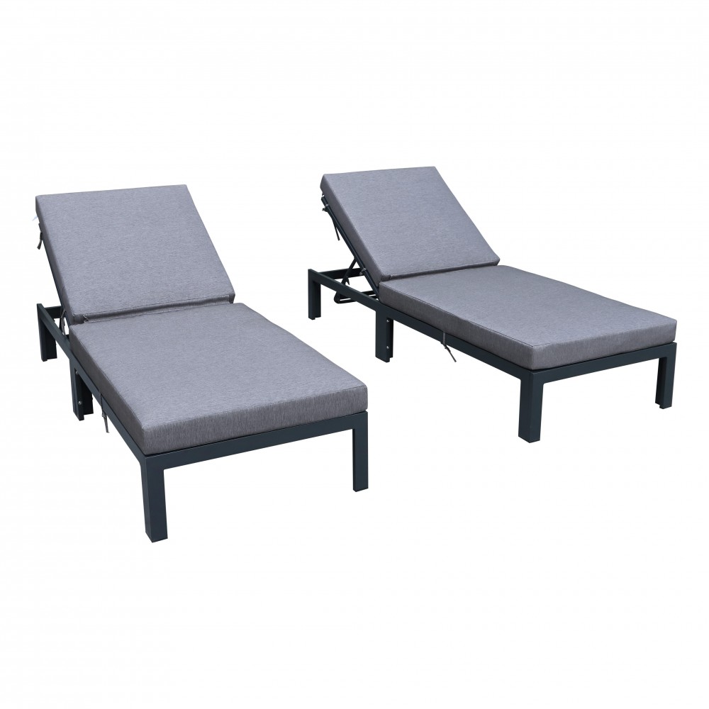 Chelsea Modern Outdoor Chaise Lounge Chair, Cushions Set of 2, Blue, CLBL-77BU2