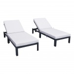 Modern Outdoor Chaise Lounge Chair, Cushions Set of 2, Light Grey, CLBL-77LGR2