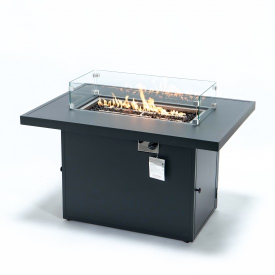 LeisureMod Chelsea Patio Modern Aluminum Propane Fire Pit Table, Black, CF44G-BL