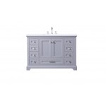 48" Dark Grey Single Vanity, Quartz Top, White Square Sink and no Mirror