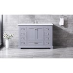 48" Dark Grey Single Vanity, Quartz Top, White Square Sink and no Mirror