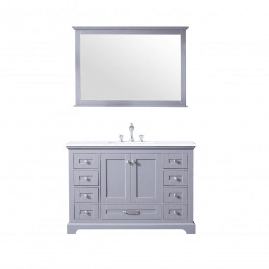 48" Dark Grey Single Vanity, Quartz Top, White Square Sink and 46" Mirror