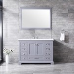 48" Dark Grey Single Vanity, Quartz Top, White Square Sink and 46" Mirror