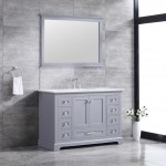 48" Dark Grey Single Vanity, Quartz Top, White Square Sink and 46" Mirror