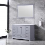 48" Dark Grey Single Vanity, Quartz Top, White Square Sink and 46" Mirror