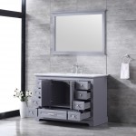 48" Dark Grey Single Vanity, Quartz Top, White Square Sink and 46" Mirror