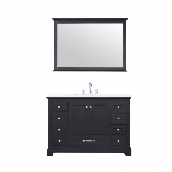 48" Espresso Single Vanity, Quartz Top, White Square Sink and 46" Mirror