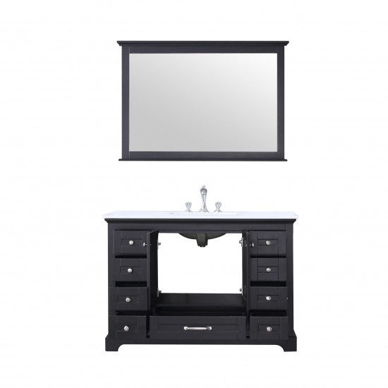 48" Espresso Single Vanity, Quartz Top, White Square Sink, 46" Mirror w/ Faucet