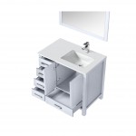 80" Dark Grey Double Vanity, Quartz Top, White Square Sinks and no Mirror