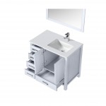 80" Dark Grey Double Vanity, Quartz Top, White Square Sinks, 30" Mirrors