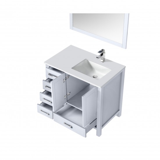 80" Navy Blue Double Vanity, Quartz Top, White Square Sinks and no Mirror