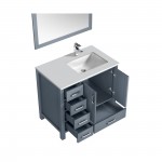 80" Espresso Double Vanity, Quartz Top, White Square Sinks and 30" Mirrors