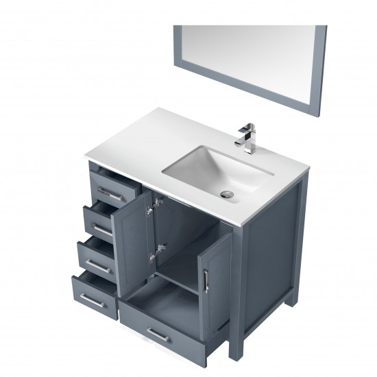 80" Espresso Double Vanity, Quartz Top, White Square Sinks and 30" Mirrors