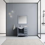 80" Espresso Double Vanity, Quartz Top, Square Sinks, 30" Mirrors w/ Faucets