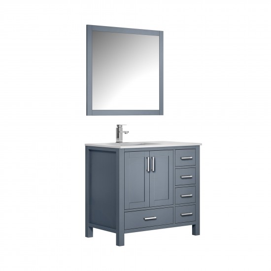 80" Espresso Double Vanity, Quartz Top, Square Sinks, 30" Mirrors w/ Faucets