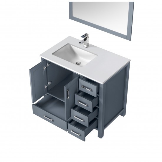 80" Espresso Double Vanity, Quartz Top, Square Sinks, 30" Mirrors w/ Faucets