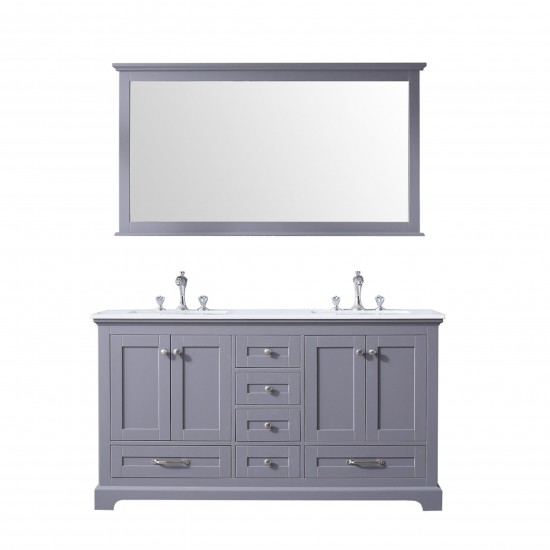 84" White Double Vanity, Quartz Top, White Square Sinks and no Mirror