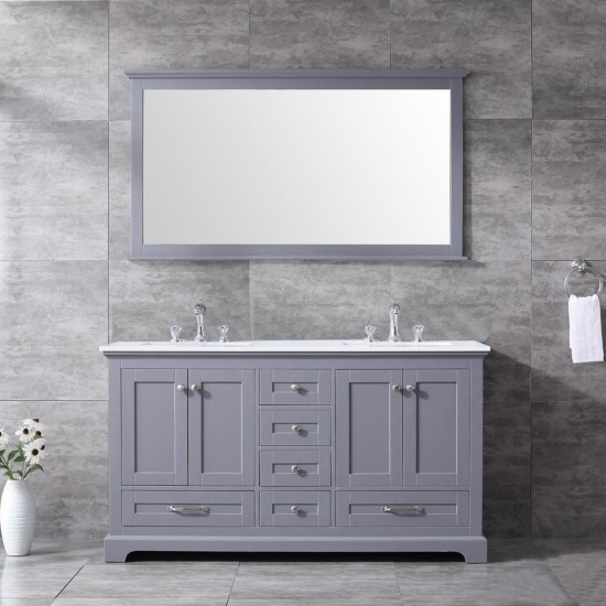 84" White Double Vanity, Quartz Top, White Square Sinks and no Mirror