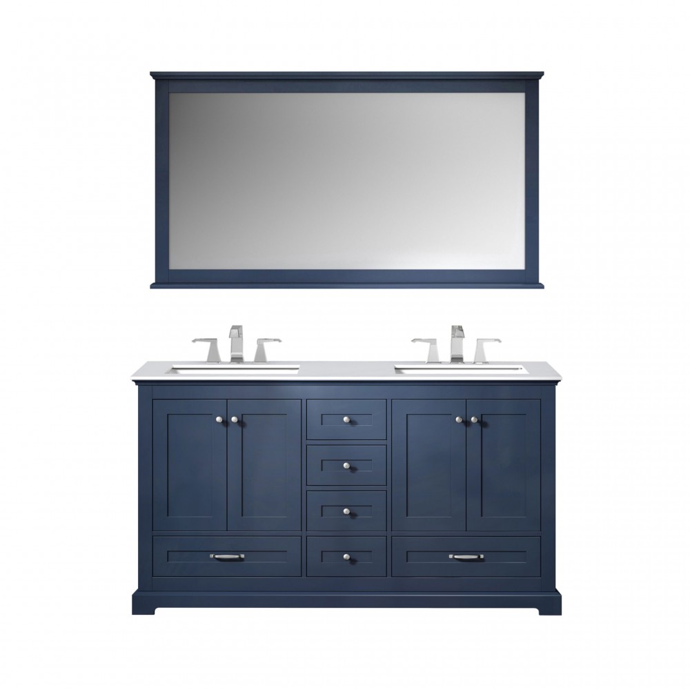 84" Dark Grey Double Vanity, Quartz Top, White Square Sinks and no Mirror