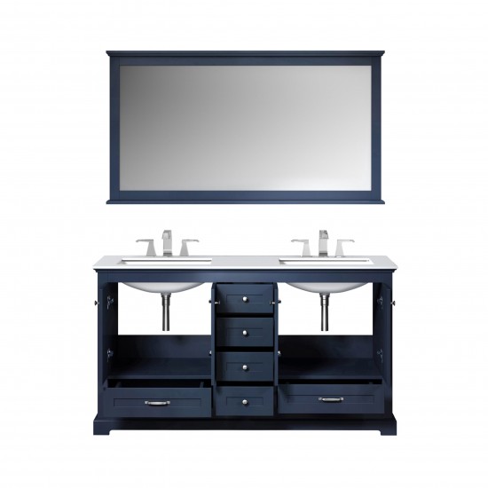 84" Dark Grey Double Vanity, Quartz Top, White Square Sinks and no Mirror