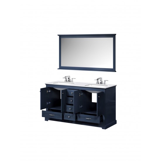 84" Dark Grey Double Vanity, Quartz Top, White Square Sinks and no Mirror