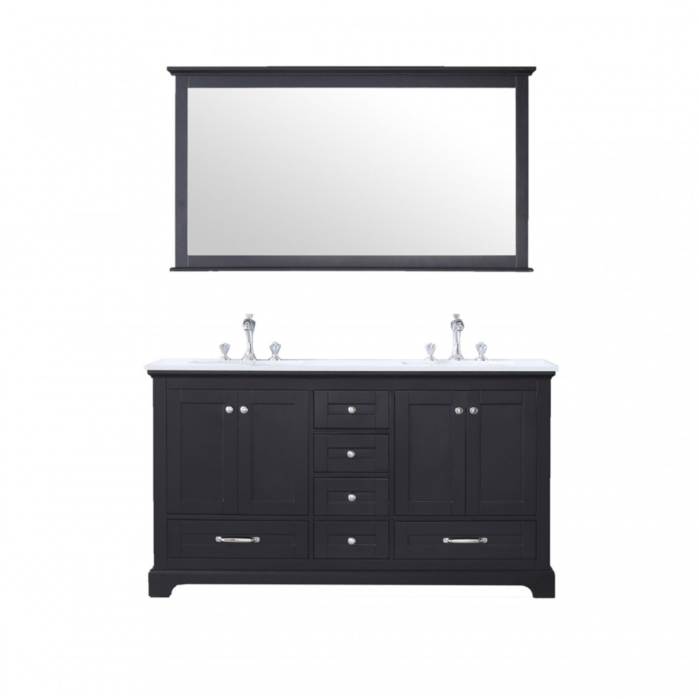 84" Navy Blue Double Vanity, Quartz Top, White Square Sinks and no Mirror