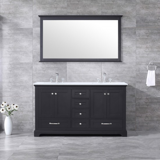 84" Navy Blue Double Vanity, Quartz Top, White Square Sinks and no Mirror