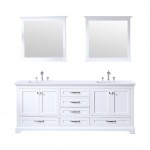 84" Espresso Double Vanity, Quartz Top, White Square Sinks and no Mirror