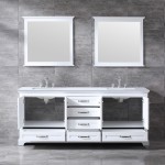 84" Espresso Double Vanity, Quartz Top, White Square Sinks and no Mirror