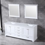 84" Espresso Double Vanity, Quartz Top, White Square Sinks and no Mirror