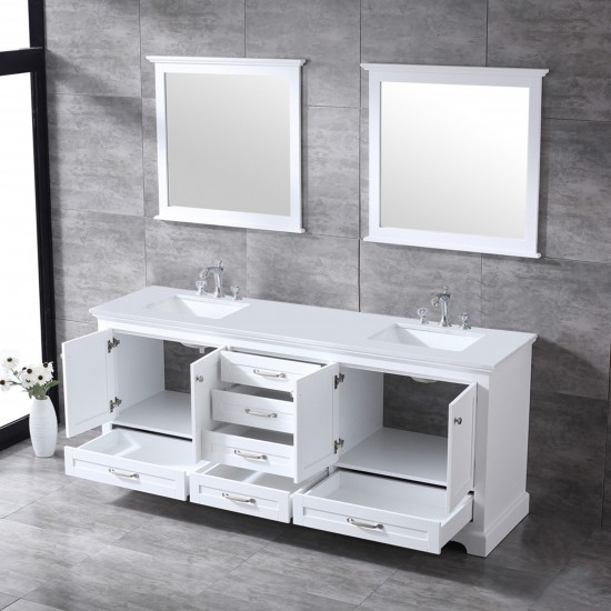 84" Espresso Double Vanity, Quartz Top, White Square Sinks and no Mirror