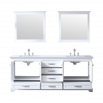 84" Espresso Double Vanity, Quartz Top, White Square Sinks and no Mirror